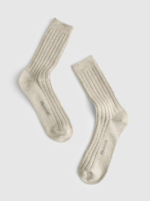 Ribbed Crew Socks in Cotton