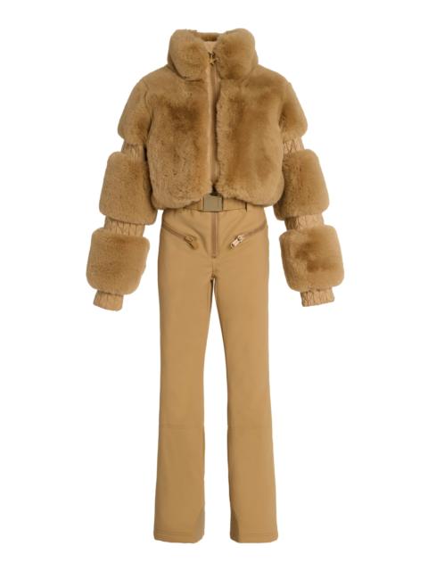 Lieke Vegan Fur Stretch-Nylon Ski Suit tan