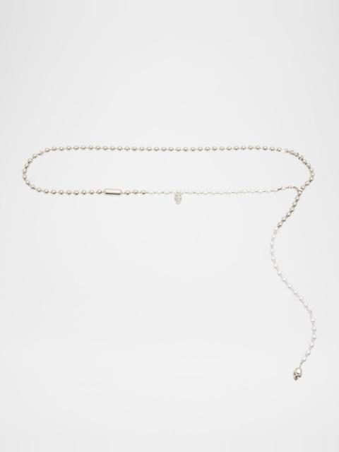 Skull Faux Pearl Chain Belt