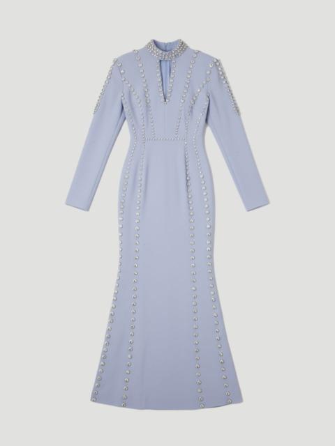 Plus Size Crystal Embellished Woven Plunge Detail Maxi Dress