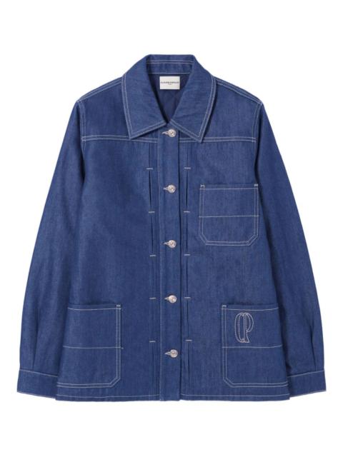 embroidered-pocket denim jacket