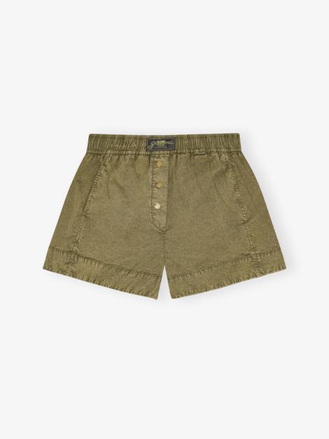 GREEN WASHED COTTON SHORTS