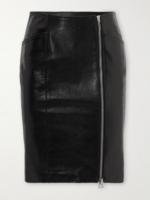 Paneled Leather Mini Skirt
