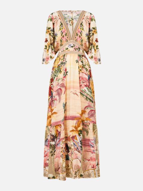 WAISTED DRESS WITH HEM RUFFLE