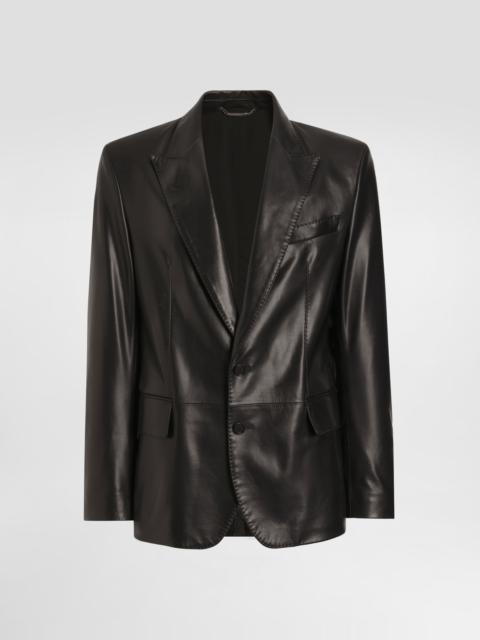 Single-breasted sicilia light leather jacket