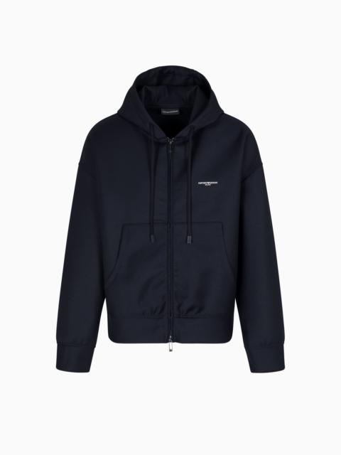 LIGHT WOOL ZIP-UP HOODED SWEATSHIRT
