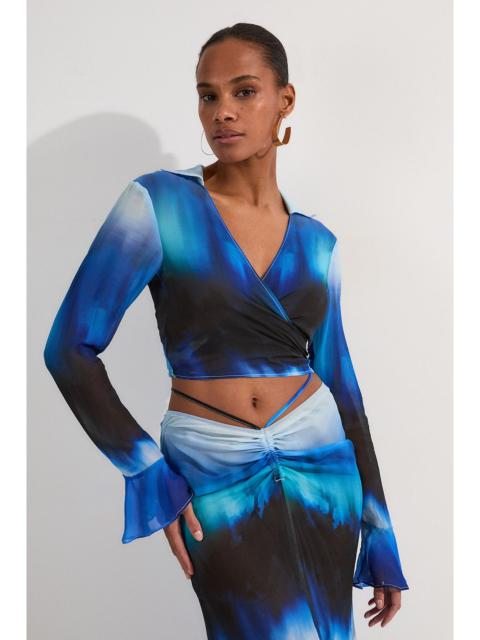 Beach Viscose Georgette Ombre Woven Wrap Top