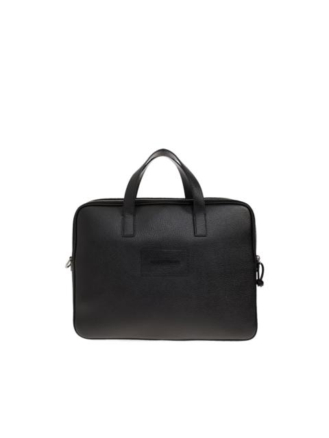 embossed bovine leather briefcase