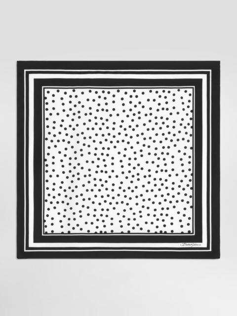 Polka dots silk twill scarf 70x70