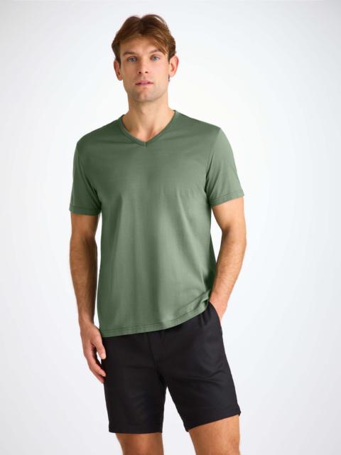 Men's V-Neck T-Shirt Barny Pima Cotton Soft Green
