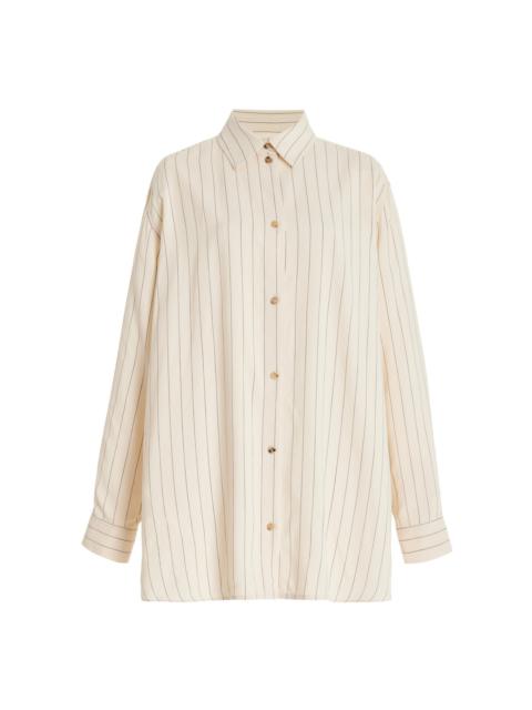 Oversized Pinstriped Shirt white