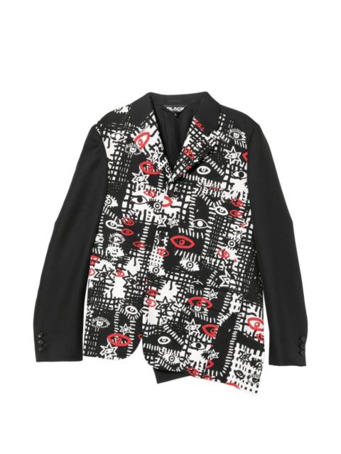 asymmetric graphic print blazer
