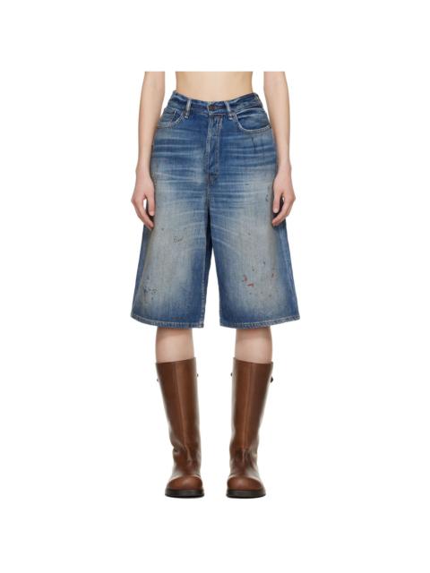 Navy Loose Fit Denim Shorts