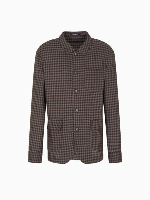 SHIRT JACKET IN ULTRA-LIGHT FULLED WOOL WITH AN ALL-OVER CHECK
