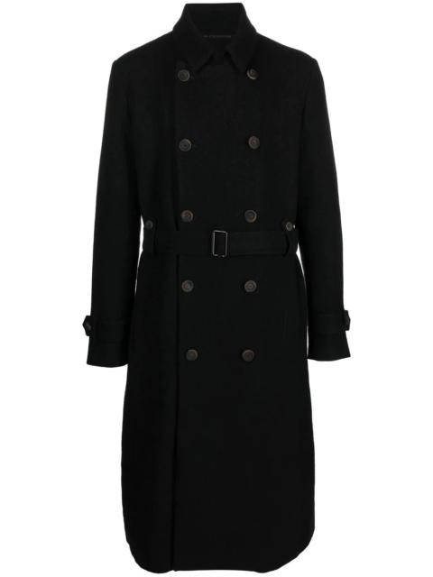 belted double-breasted trench coat