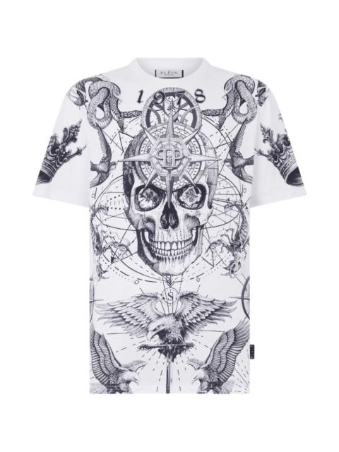 round-neck skull-print T-shirt