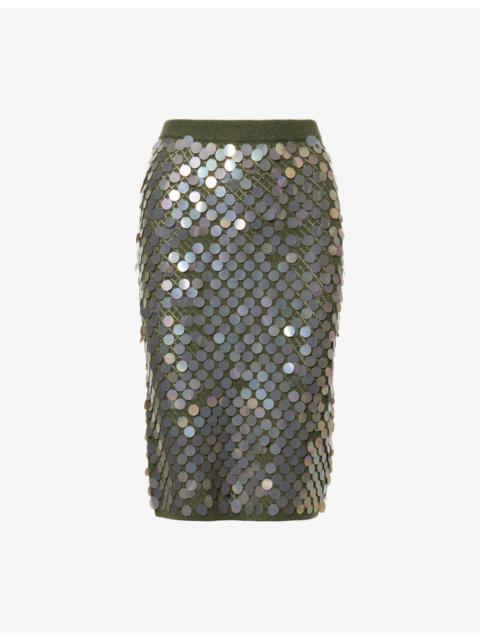 Matteo Sequinned Wool and Cashmere-Blend Midi Skirt