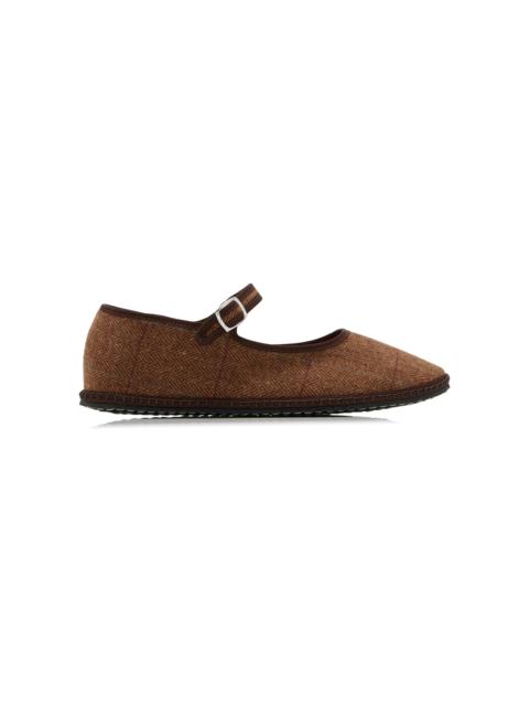 Wool Mary Jane Flats brown