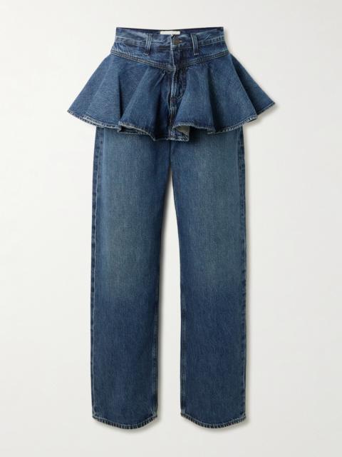 Peplum High-rise Barrel-leg Jeans
