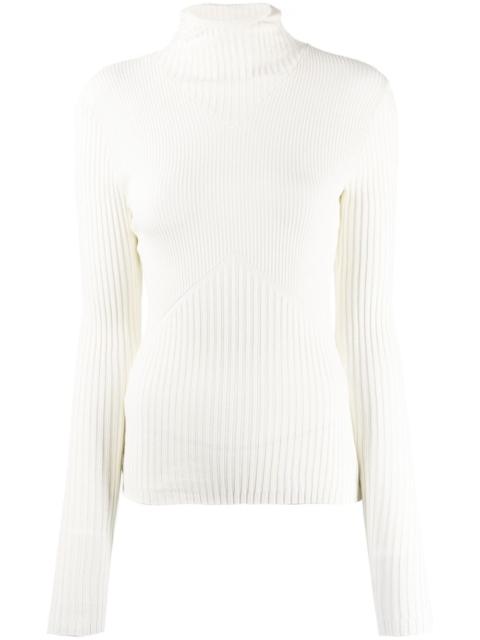 ribbed-knit hoodie top