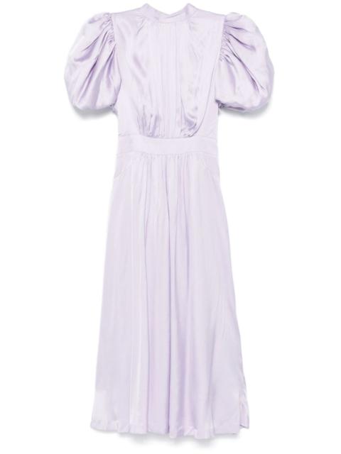 satin puff midi dress