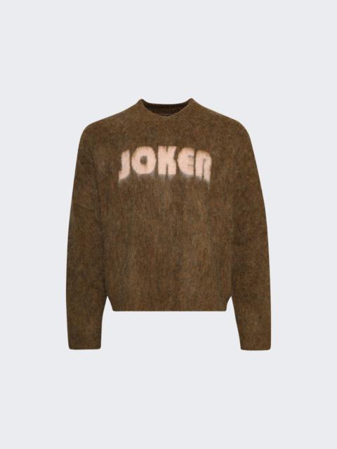 Brushed Mohair V-neck Sweater Brown