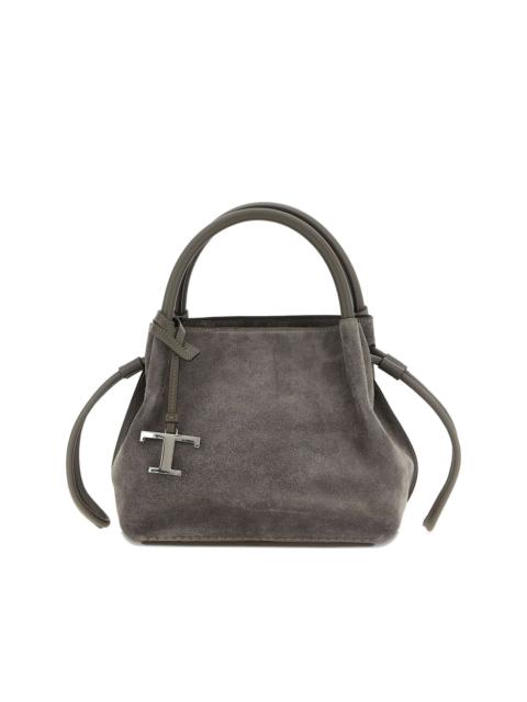 small drawstring suede tote bag