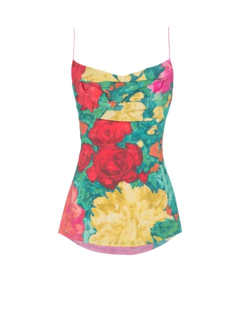 Printed crepe de Chine top with thin straps