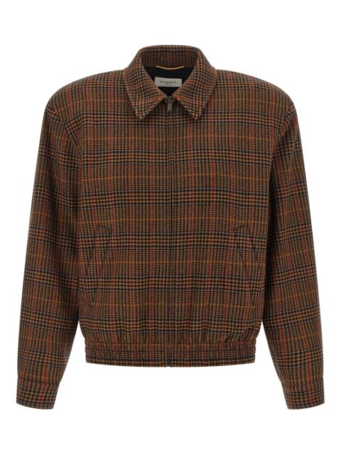 check-pattern bomber jacket