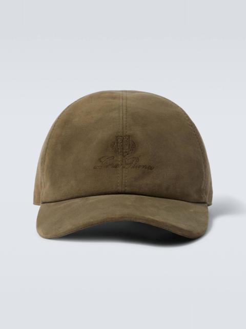 Logo embroidered suede baseball cap