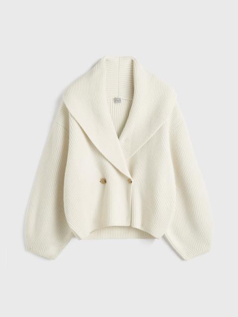 Shawl-lapel cardigan milk