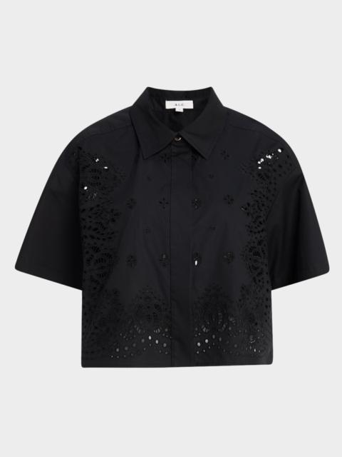 Jade Short-Sleeve Eyelet Top