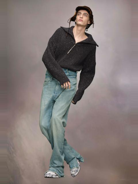 Shetland wool zip sweatshirt