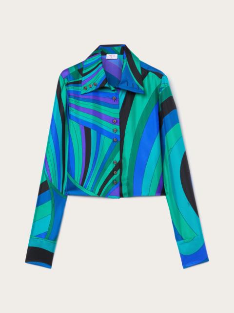 IRIDE PRINT CROPPED SHIRT