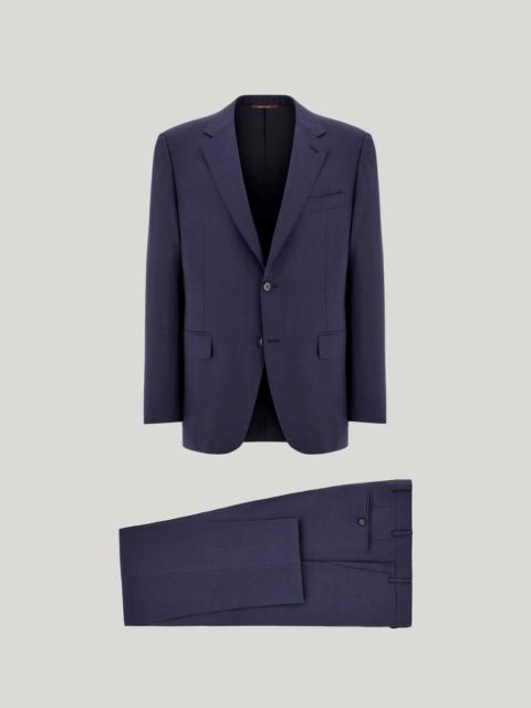 NAVY BLUE OVERCHECK WOOL REGULAR-FIT SUIT