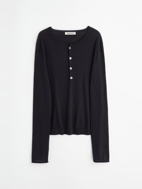 Fine Henley Noble Navy Cotton Crepe