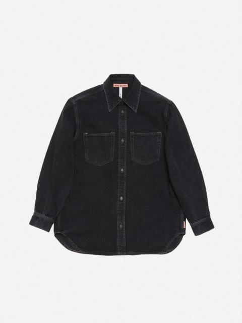 Denim button-up shirt - Relaxed fit - Black