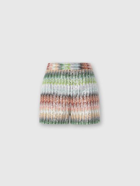 Gradient zig zag knit shorts with sequins