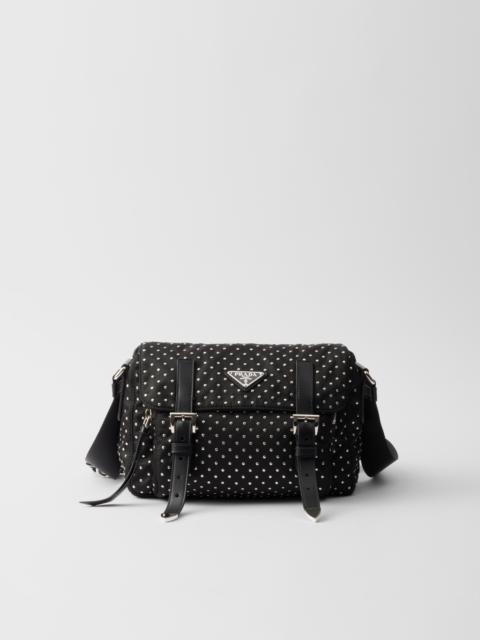 Re-Nylon shoulder bag with studs