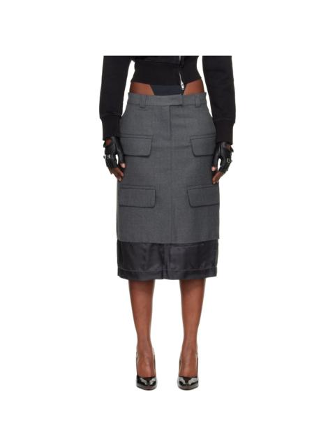 Gray Chopped Midi Skirt
