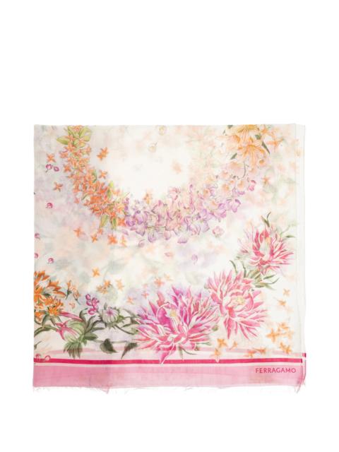 Ferragamo Floral-print Fringed Scarf