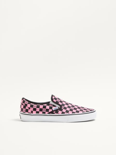 VALENTINO GARAVANI AND VANS SLIP-ON SNEAKER IN FABRIC WITH VLOGO CHECKERBOARD PRINT