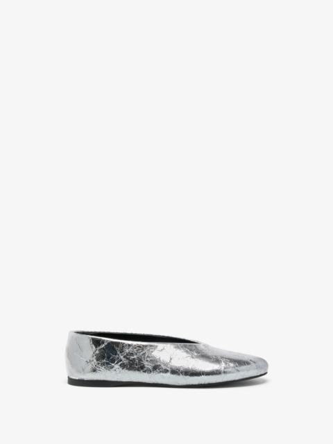 Tee Ballet Flats in Crinkle Metallic