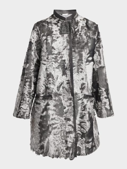 Iridescent Lamb Shearling Zip Coat