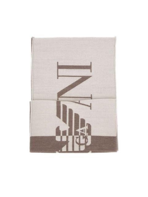 two-tone logo fringed scarf