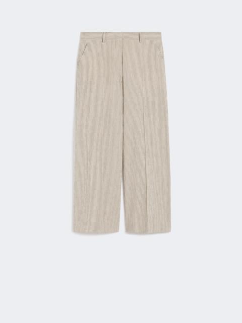 Cotton and linen seersucker trousers - SAND