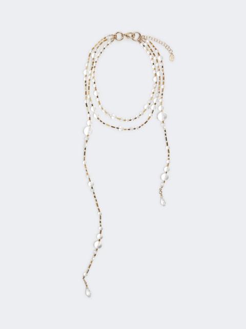 Multi-strand metal and glass necklace - OPTICAL WHITE