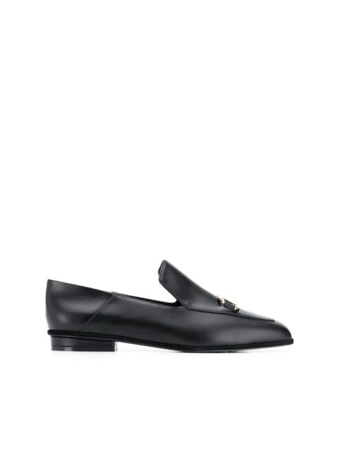 square-toe leather loafers