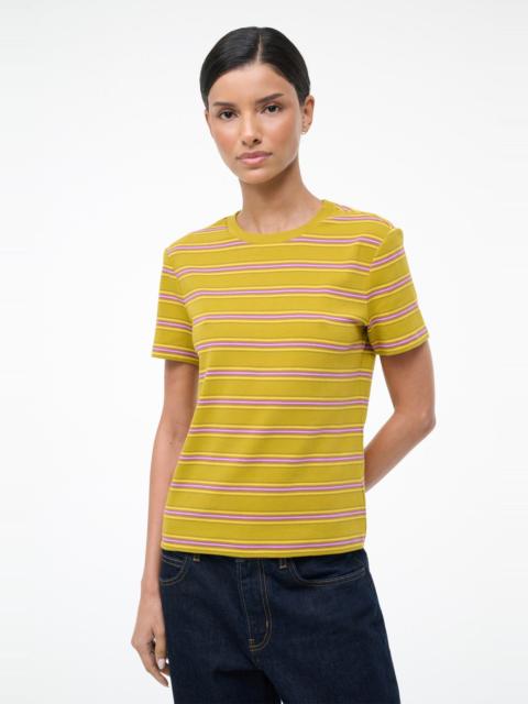STAUD WEEKEND CREW TEE SPECTRUM STRIPE
