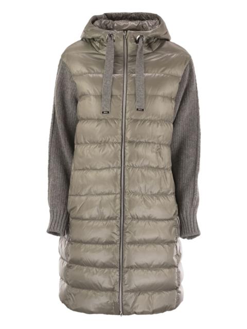 hooded quilted down coat
